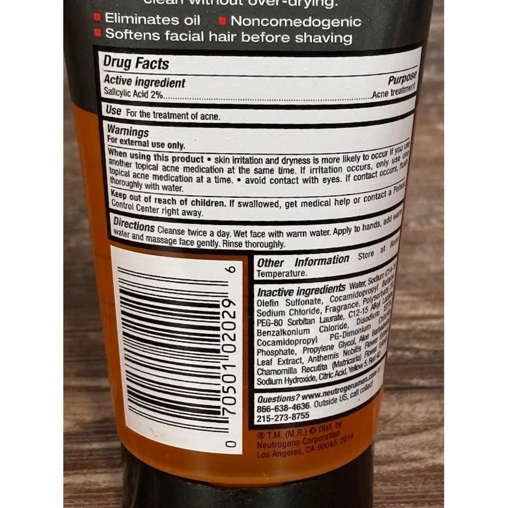Neutrogena Men Skin Clearing Acne Wash Salicylic Acid 5.1 Oz‎ Discontinued